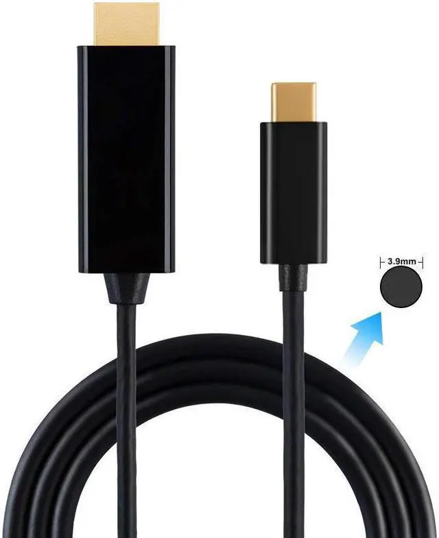 Alt view image 2 of 7 - USB C to HDMI Cable (4K@60Hz), [24k Gold-Plated, High Speed] Type-C to HDMI Cable Thunderbolt 3 compatible for MacBook Pro 2018/2017, Samsung S10/S9, Surface Book 2, XPS, 7ft/1.8M, Black