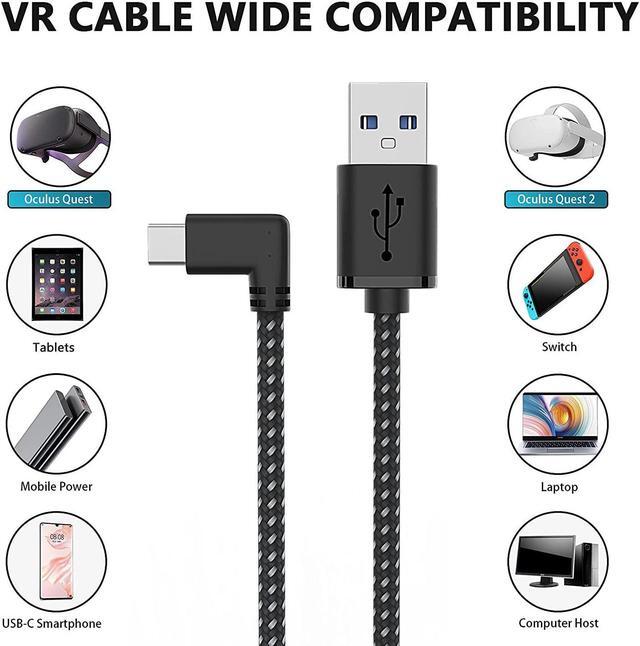 Alt view image 6 of 7 - 10FT / 3M USB A to USB C Link Cable for Oculus Quest 2, 90 Degree USB 3.0 to USB C USB 3.2 Gen 1 Cable High Speed Data Transfer & Fast Charging Compatible for Oculus VR Headset, PC Gaming