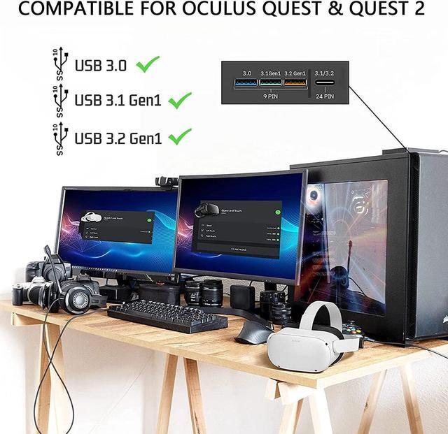 Alt view image 7 of 7 - 10FT / 3M USB A to USB C Link Cable for Oculus Quest 2, 90 Degree USB 3.0 to USB C USB 3.2 Gen 1 Cable High Speed Data Transfer & Fast Charging Compatible for Oculus VR Headset, PC Gaming
