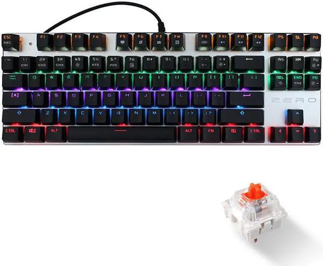 Main image of USB Wired Gaming Keyboard 87 Keys Red Switch Mechanical Gaming Keyboard, with LED Mix-light Anti-ghosting Blacklit for Gamer Tablet Desktop Computer-Black