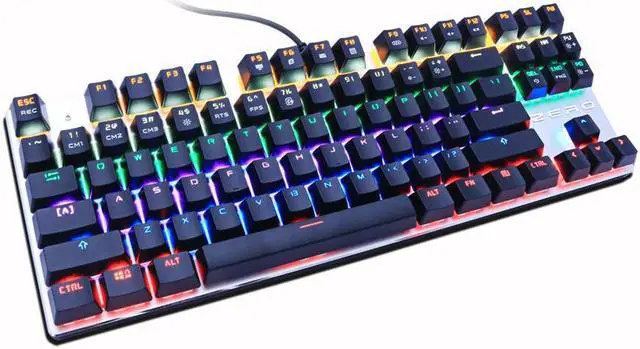 Alt view image 3 of 7 - USB Wired Gaming Keyboard 87 Keys Red Switch Mechanical Gaming Keyboard, with LED Mix-light Anti-ghosting Blacklit for Gamer Tablet Desktop Computer-Black