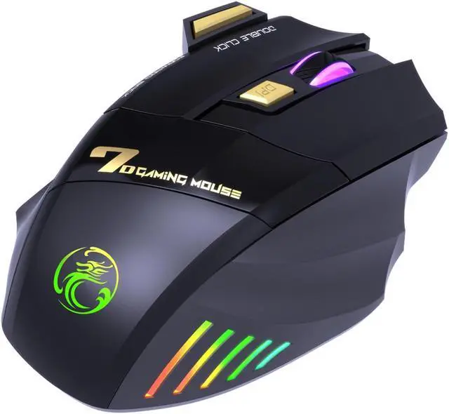 Alt view image 7 of 7 - 2.4G RF Wireless Gaming Mouse, Rechargeable Silent Wireless Mouse with 3200DPI Adjustable, Double Click Key, Colorful RGB Lights, Computer Gaming Mice with Thumb Rest for PC/Mac Gamer