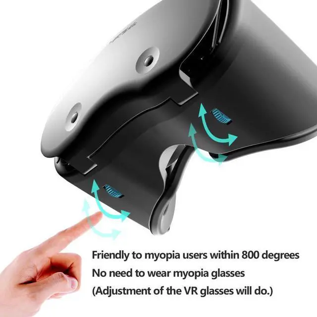 Alt view image 3 of 7 - VR Glasses, VR Headset Compatible with i-Phone & Android - Universal Virtual Reality Goggles for Kids & Adults - Your Best Mobile Games Movies, 2K Anti-Blue Lenses, Adjustable Pupil & Object Distance