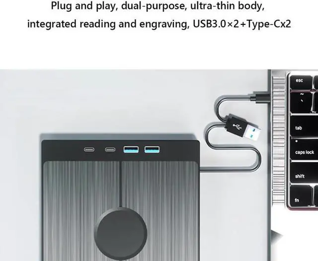 Alt view image 4 of 7 - [7 in 1] External CD DVD Drive, USB 3.0 Type-C External CD/DVD DVD Burner Slim Optical Drive DVD Burner with SD/TF Card Slot 2 USB 3.0 Ports 2 Type-C Ports for Laptop PC Windows Linux MacOS