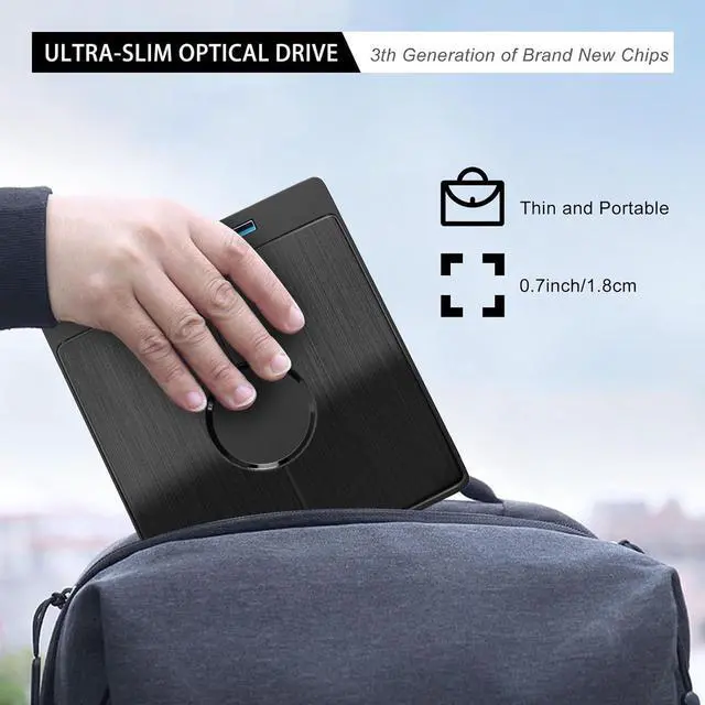 Alt view image 7 of 7 - 7-in-1 External CD DVD Drive, USB 3.0 Type-C External CD/DVD Drive with SD/TF Card Reader, 2 USB A & 2 USB C Ports, Portable RW Burner for All PC Laptop/Desktop, Windows 11/10/8/7/XP/Vista/Linux/MacOS