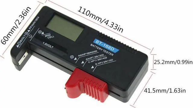 Alt view image 5 of 7 - LCD Digital Battery Tester Checker BT-168D For AA AAA C D 9V 1.5V Button Cell Batteries