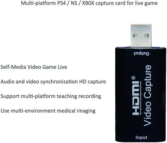Alt view image 6 of 7 - 1080p USB2.0 HDMI Capture Card 1 Channel HDMI Video Capture Card Live Recording Box Audio Video Capture Card Portable USB HD Video Capture Card