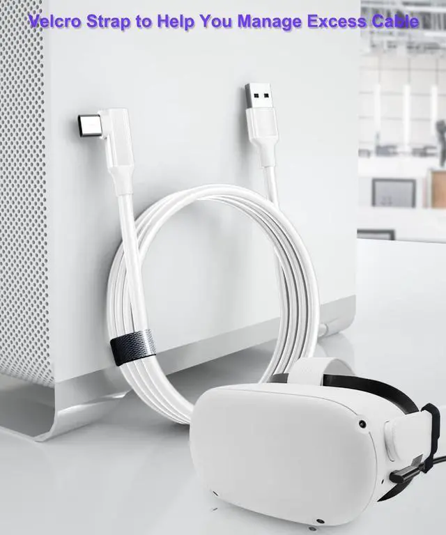 Alt view image 7 of 7 - Link Cable for Oculus Quest 2/1 16FT / 5M - VR Accessories for Meta Quest 2 and PC/Steam VR Quest - USB 3.2 VR Headset Link Cable Faster and Stable for Computer Gaming and Others (White, A to C)