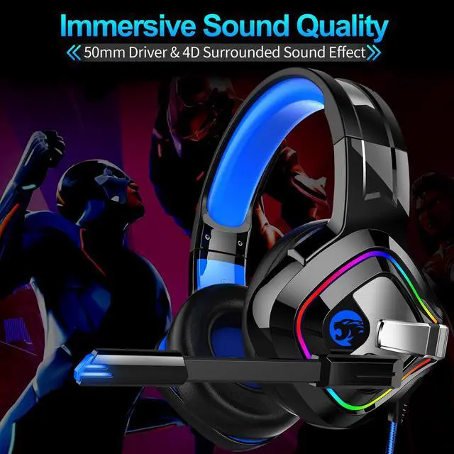 Alt view image 6 of 7 - YOBO A66 RGB Gaming Headset 7.1 Sound Stereo RGB Headphones with Microphone for PS4 Laptop Desktop PC Gamer