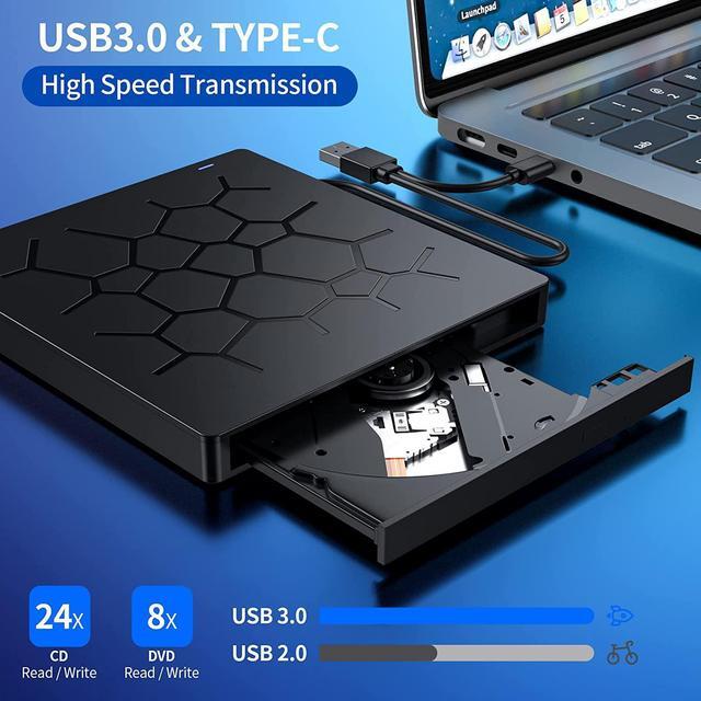 Alt view image 4 of 7 - External CD/DVD Drive for Laptop, 7 IN 1 USB 3.0 Ultra-Slim Portable DVD Player, CD ROM Burner Writer External Disk Drive Optical Compatible with Laptop Desktop PC MacBook Windows Mac Linux OS