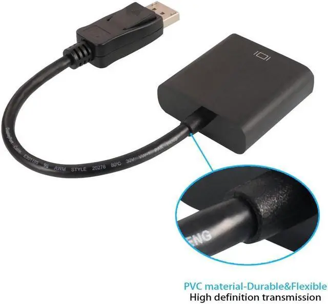 Alt view image 4 of 5 - Display Port to VGA Adapter 1080P Converter, YXwin DisplayPort DP to VGA Adapter Male to Female Adapter for DP Enabled Desktops and Laptops