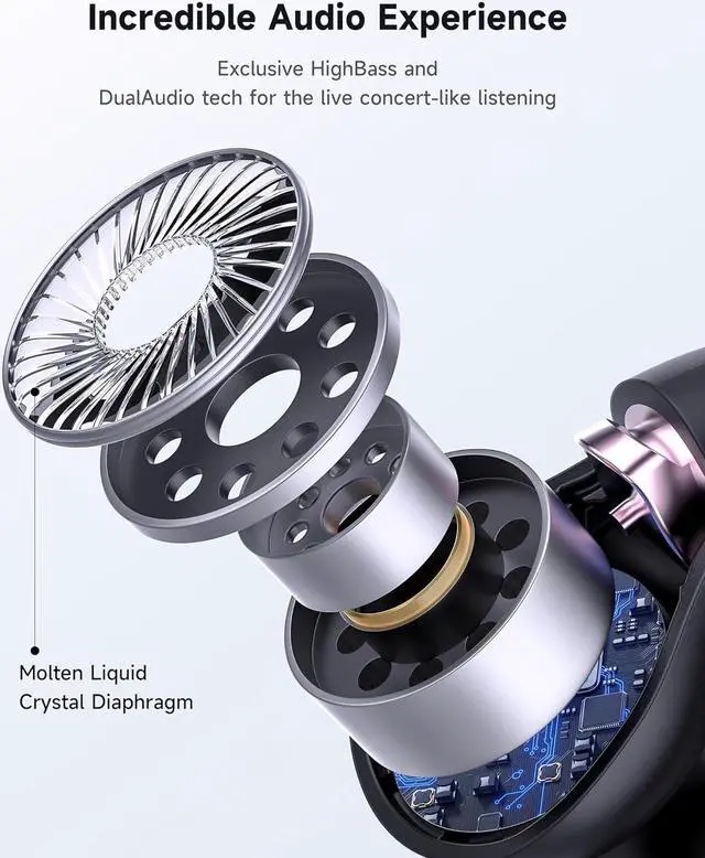 Alt view image 5 of 7 - Open Ear Headphones, Clip On Wireless Earbuds Bluetooth 5.3 Earphones, Sports Ear Buds with ENC Mic, 36 Hours HIFI Earpods with LED Display Charging Case, IPX7 Waterproof Running Earphones eokCXOY