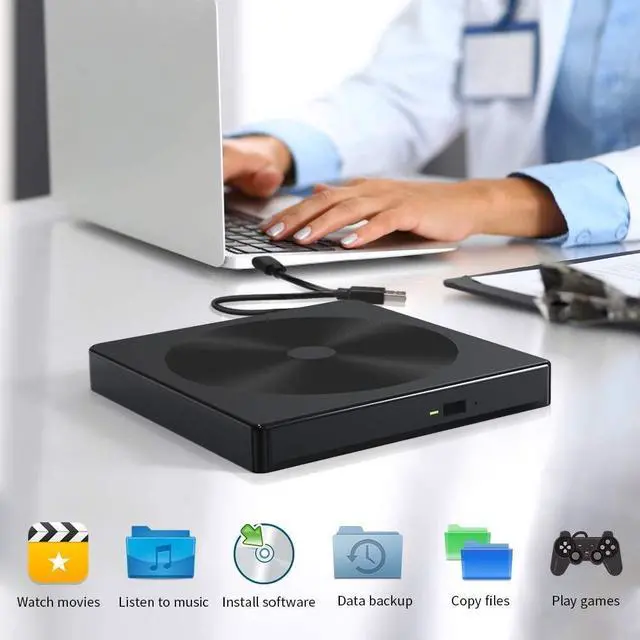 Alt view image 3 of 7 - USB C External CD DVD Drive, USB Type C Adapter to USB 3.0 Superdrive DVD CD+/-RW Burner Writer Optical Drive Compatible for Windows 10/8/ 7 Laptop/MacBook/Desktop PC of HP Dell LG Asus Acer