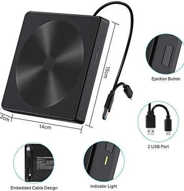 Alt view image 6 of 7 - USB C External CD DVD Drive, USB Type C Adapter to USB 3.0 Superdrive DVD CD+/-RW Burner Writer Optical Drive Compatible for Windows 10/8/ 7 Laptop/MacBook/Desktop PC of HP Dell LG Asus Acer