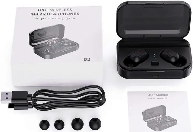 Alt view image 7 of 7 - Wireless Earbuds, Bluetooth 5.0 Headphones TWS Stereo Wireless Earphones Sweatproof Bluetooth Earbuds 90H Playtime in-Ear Headset Earphones with Charging Case Built-in Mic Deep Bass for Sports (Black)