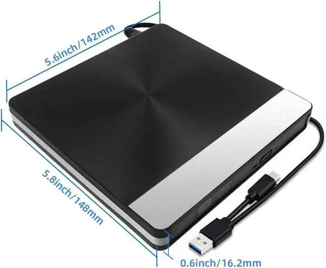 Alt view image 7 of 7 - USB 3.0 USB C 2-in-1 External DVD Drive - Slim Type-C CD DVD +/-RW Drive Rewriter Burner, High Speed Data Transfer Disk Drive for Laptop Desktop MacBook Mac OS Windows