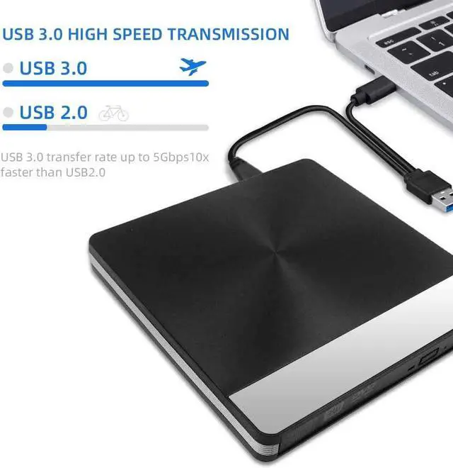 Alt view image 4 of 7 - USB 3.0 USB C 2-in-1 External DVD Drive - Slim Type-C CD DVD +/-RW Drive Rewriter Burner, High Speed Data Transfer Disk Drive for Laptop Desktop MacBook Mac OS Windows