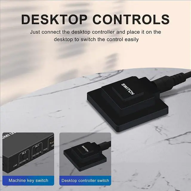 Alt view image 5 of 7 - KVM HDMI USB Switch 2x1, USB Switch 4K HDMI Switcher Box for 2 Computers Share Keyboard Mouse Monitor Support 4K@30Hz for Laptop,PC,Xbox HDTV, with 2x USB Cable,1x Switch Button Cable