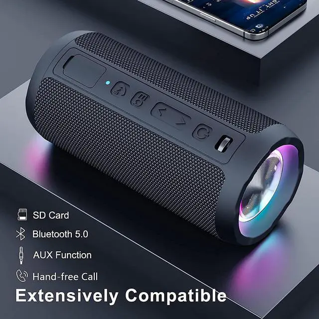 Alt view image 4 of 7 - Outdoor Bluetooth Speaker, Portable Wireless Bluetooth Speakers With Led Light, Louder Volume & Enhanced Bass, IPX7 Waterproof, 30H Playtime, Durable Loud Outdoor Speaker for Travel, Sport
