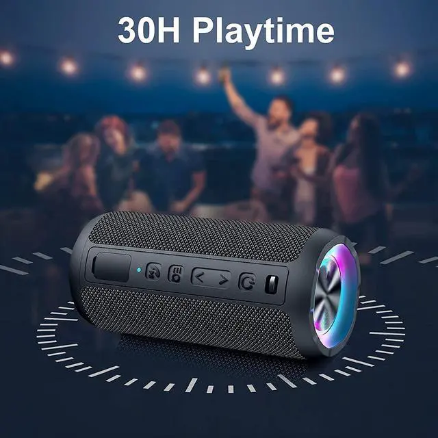 Alt view image 5 of 7 - Outdoor Bluetooth Speaker, Portable Wireless Bluetooth Speakers With Led Light, Louder Volume & Enhanced Bass, IPX7 Waterproof, 30H Playtime, Durable Loud Outdoor Speaker for Travel, Sport