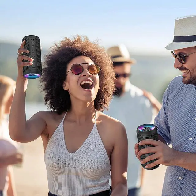 Alt view image 7 of 7 - Outdoor Bluetooth Speaker, Portable Wireless Bluetooth Speakers With Led Light, Louder Volume & Enhanced Bass, IPX7 Waterproof, 30H Playtime, Durable Loud Outdoor Speaker for Travel, Sport