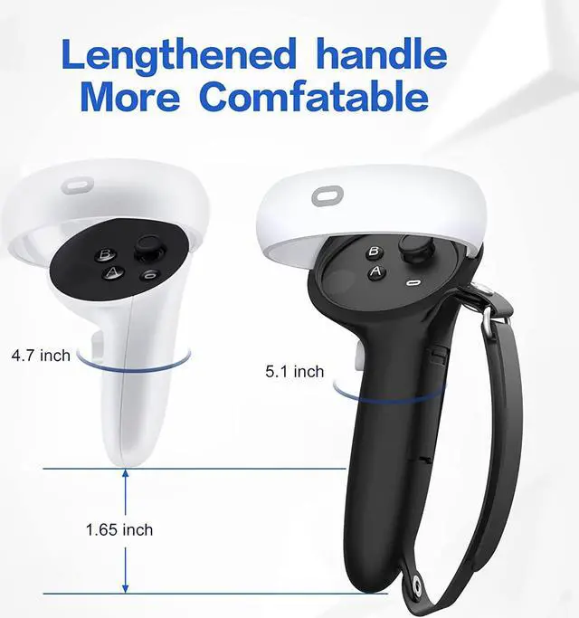Alt view image 2 of 7 - for Oculus Quest 2 Extended Controller Grips for Larger Hands, [Battery Opening] for Quest 2 Accessories Controller Grips, Non-Slip Controller Grip Covers with Adjustable Knuckle Straps