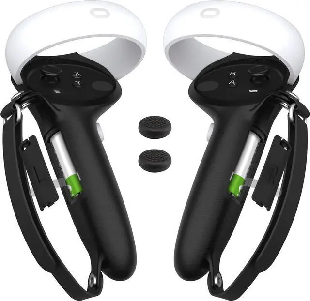 Main image of for Oculus Quest 2 Extended Controller Grips for Larger Hands, [Battery Opening] for Quest 2 Accessories Controller Grips, Non-Slip Controller Grip Covers with Adjustable Knuckle Straps