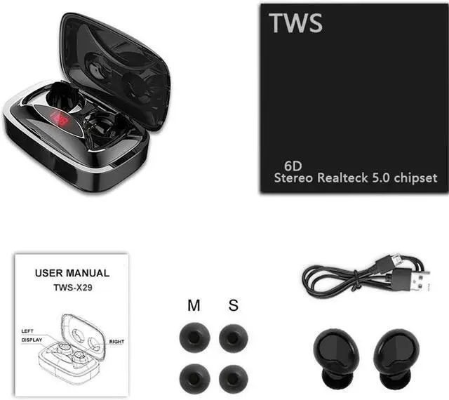 Alt view image 7 of 7 - TWS Wireless Stereo Dual bluetooth 5.0 Earbuds LED Display Smart Touch Sound Earphone Handsfree Headset With Charging Case