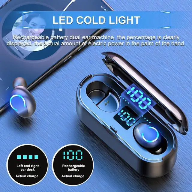 Alt view image 2 of 7 - Bluetooth 5.0 Earbuds TWS Wireless Earphones Twins Headset Stereo ultra-light LED Display 8D Cinema Sound For iPhone Android Phones