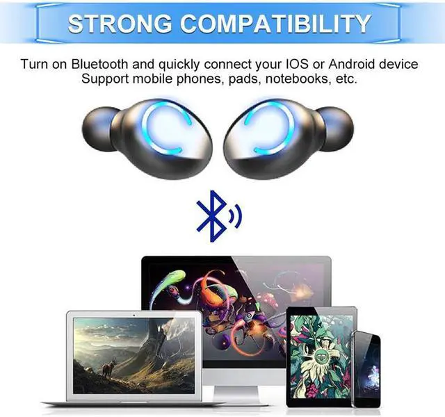 Alt view image 4 of 7 - Bluetooth 5.0 Earbuds TWS Wireless Earphones Twins Headset Stereo ultra-light LED Display 8D Cinema Sound For iPhone Android Phones