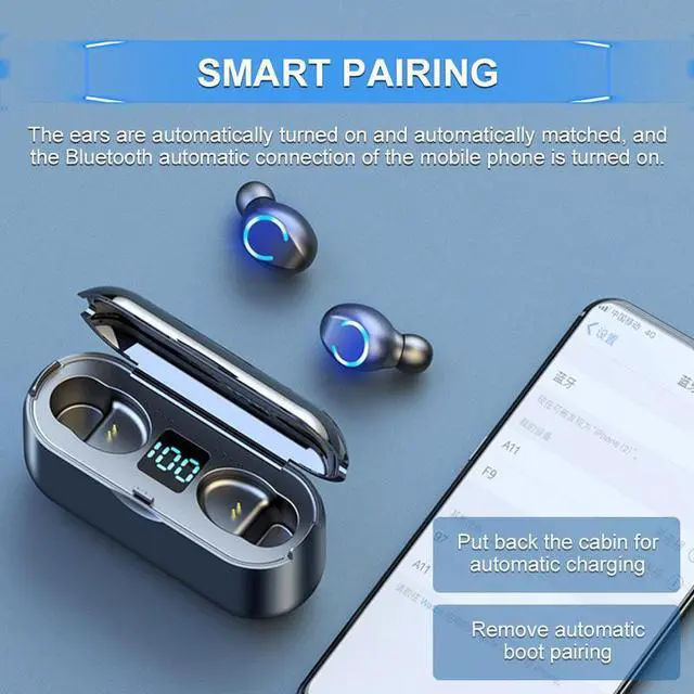 Alt view image 6 of 7 - Bluetooth 5.0 Earbuds TWS Wireless Earphones Twins Headset Stereo ultra-light LED Display 8D Cinema Sound For iPhone Android Phones