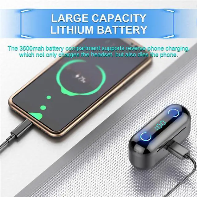 Alt view image 5 of 7 - Bluetooth 5.0 Earbuds TWS Wireless Earphones Twins Headset Stereo ultra-light LED Display 8D Cinema Sound For iPhone Android Phones