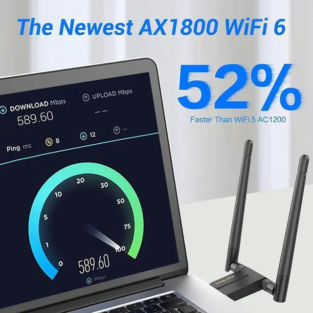 Alt view image 2 of 7 - WiFi 6 USB Adapter for PC, Wireless USB WiFi Adapter for Desktop Laptop Computer, USB 3.0 WiFi Dongle High Gain Dual Band 2.4G/5GHz, AX1800Mbps MU-MiMO Wireless Network Adapter for Windows 10/11