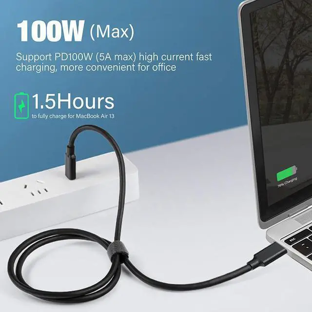 Alt view image 2 of 7 - USB C to USB C Cable 3.3ft/1M, Type C PD Fast Charging Data Sync Transfer Cable, [20Gbps] USB3.2 Gen 2x2 100W Charger Cable with E-Marker Support 4K@60Hz for USB-C Monitor, External SSD, Thunderbolt 3