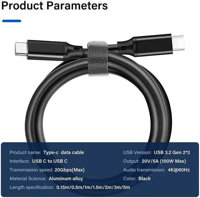 Alt view image 7 of 7 - USB C to USB C Cable 3.3ft/1M, Type C PD Fast Charging Data Sync Transfer Cable, [20Gbps] USB3.2 Gen 2x2 100W Charger Cable with E-Marker Support 4K@60Hz for USB-C Monitor, External SSD, Thunderbolt 3