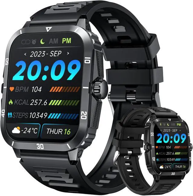 Main image of Smartwatch for Men Fitness Smart Watch, 1.96 inch Wrist Watch with Bluetooth Call Answer - Android iOS Compatible Military 3ATM Waterproof 100+ Sports Digital Activity Tracker Heart Rate Sleep Monitor