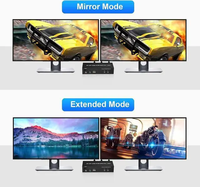 Alt view image 4 of 7 - DualMonitorHDMI+DPKVMSwitch2x2,DisplayPortandHDMI4K@60HzExtendedDisplayKVMSwitch2Monitors2ComputerswithAudioMicrophoneOutputand3USBPorts,PCMonitorKeyboardMouseSwitcher 8iop