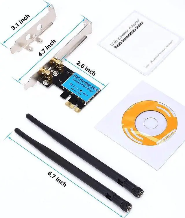 Alt view image 6 of 7 - PCI Express WiFi Card, 1200M Wireless Network Card, AC1200Mbps PCIe Dual Band 5G/2.4G Wireless WiFi Adapter Network Card for Windows 10/Windows 8/Windows 7