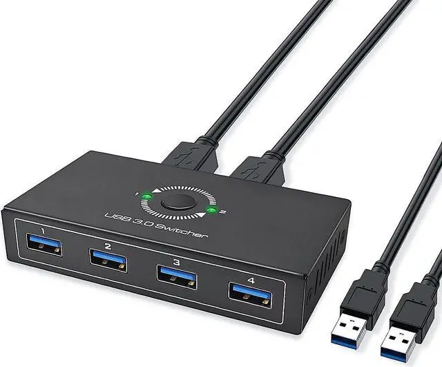 Main image of USB 3.0 Switcher, USB Switch Selector for 2 Computers Share 4 USB 3.0 Devices and 3.5mm Headphones Speakers KVM Switcher Hub Adapter for PC, Printer, Keyboard, Scanner, Mouse, U-Disk,Speaker