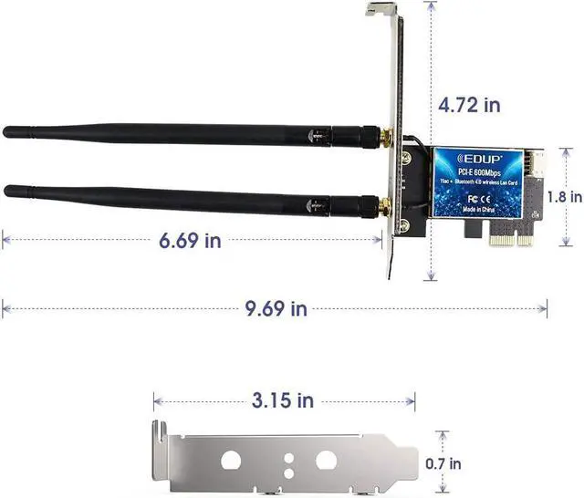 Alt view image 7 of 7 - WiFi PCI Express Adapter AC600Mbps PCIE Wireless WiFi Network Card Bluetooth 4.0 Adapter 2.4G/5.8G Dual Band PCI Express Internet Networking Cards Support Windows 10/ Win 8.1/ Win 7 for Desktop PC