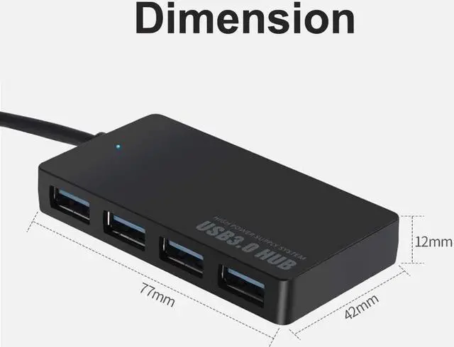 Alt view image 7 of 7 - USB Hub, 4-Port USB 3.0 Hub, Ultra Slim High Speed Portable Data Hub, for MacBook Air, Mac Pro, iMac, Surface Pro, XPS, Notebook PC, Laptop, Chromebook, Win7/8 (32/64 bit), and More