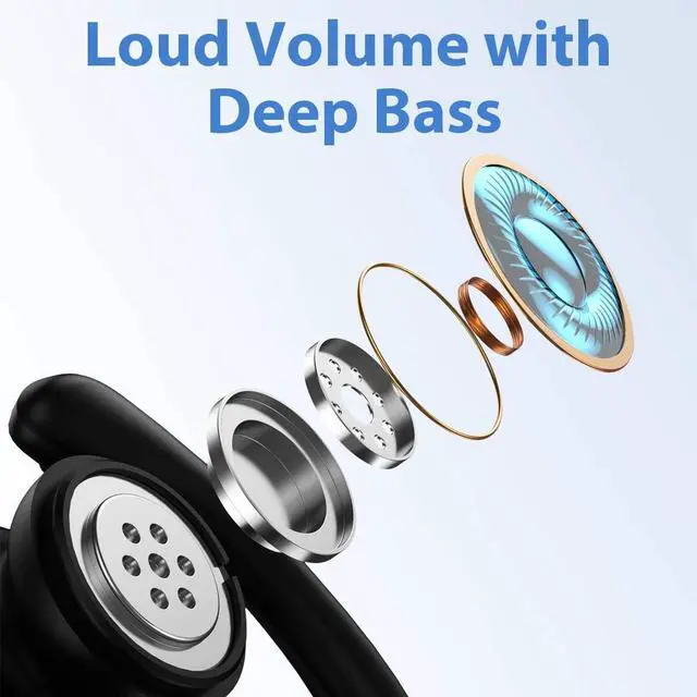 Alt view image 4 of 6 - Ture Wireless Earbuds, TWS Bluetooth Headphones 48H Play Back Earphones TWS Deep Bass in Ear Waterproof with Microphone LED Display for Sports Black