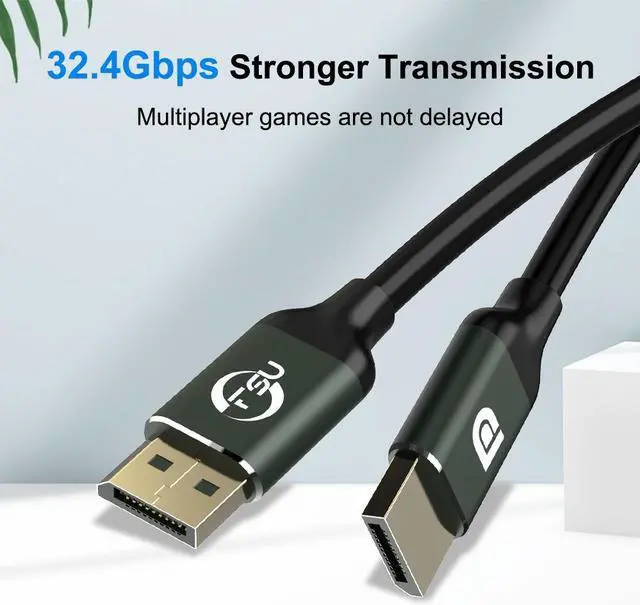 Alt view image 5 of 7 - 3.3 Feet 8K DisplayPort Cable, DisplayPort to DisplayPort DP1.4 Cable Support 8K @60Hz(7680x4320) Resolution, 4K @144Hz, 32.4Gbps, HDR, HBR3, HDCP2.2 for PC, Laptop, HDTV Monitor (3.3FT/1M)