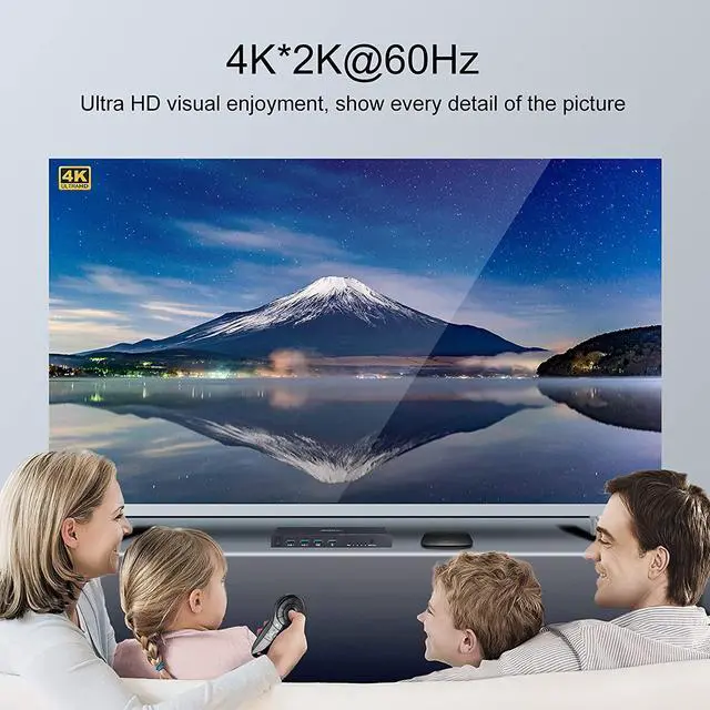 Alt view image 2 of 7 - KVM Switch HDMI 4K @60Hz 4 Port Box, USB Switch with 4 USB 2.0 Hubs, 4 in 1 Out HDMI KVM Switch Support Wireless Keyboard and Mouse and hotkey Switching, No Power Require