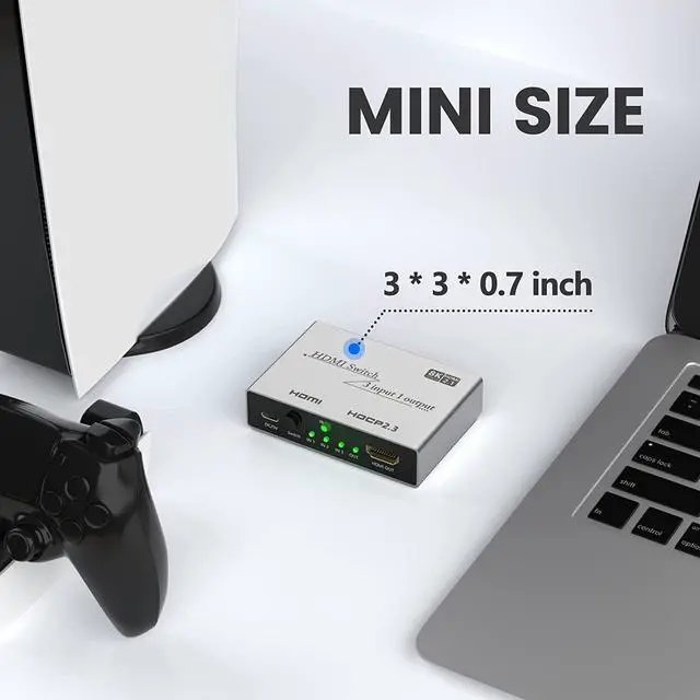 Alt view image 7 of 7 - HDMI 2.1 Switch 8K HDMI Splitter 3 in 1 Out, Ultra High-Speed 48Gbps HDMI Switcher with Remote Control, Supports 8K @60Hz 4K @120Hz, Compatible for PS5/PS4 Projectors Monitor