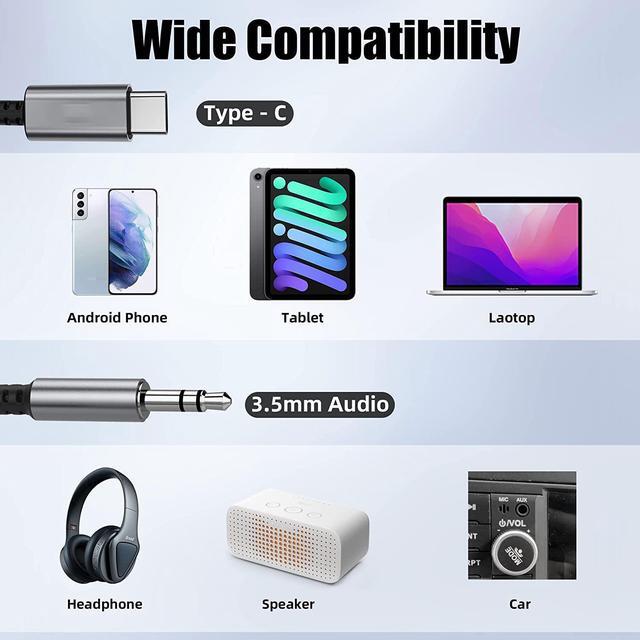 Alt view image 4 of 7 - USB C to 3.5mm Male Headphone Jack Adapter, USB Type C to Male Adapter Dongle Cable Cord Car Headphone Compatible with S-a-m-s-u-n-g Gal-axy S22 S21 S20 Ultra S20+ Note 20,i-P-a-d Pro,Pixel