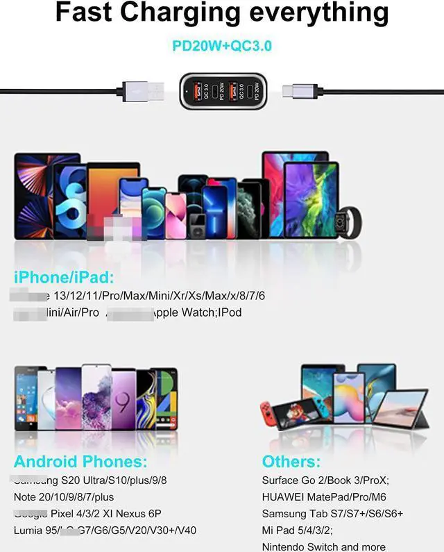 Alt view image 6 of 6 - 4 Ports USB C Car Charger 40W Fast Charging Cigarette Lighter Adapter, Dual QC 3.0 18W & PD 20W Android Car Phone Charger Compatible with IOS Android Smartphones...