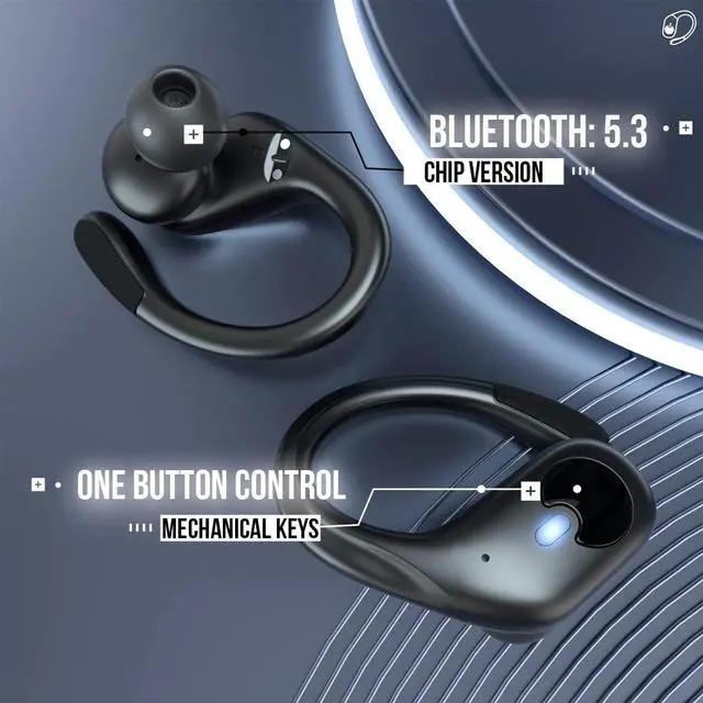 Alt view image 5 of 7 - True Wireless Earbuds, Bluetooth 5.3 Headphones 72Hrs Playback Sport Earphones with Earhooks, IPX7 Waterproof Over-Ear Headset Buit-in Mic,LED Display TWS Ear Buds for Workout Sports