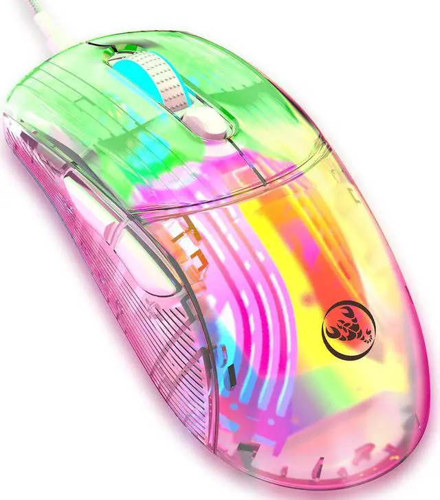 Main image of Transparent Gaming Mouse, USB Wired Computer Mice with 13 RGB Light Modes, 6 Levels of Adjustable DPl [up to 1280 dpi], PC Gaming Mice Electronic Competition Office Mouse for Windows/Mac iOS