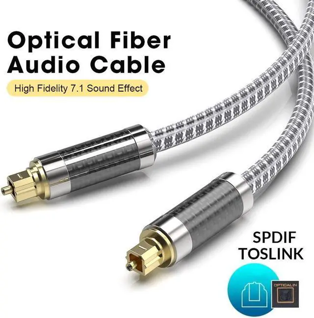 Alt view image 4 of 7 - Digital Optical Audio Cable 3.3ft/1M, Oxyacid Free Copper Braided Toslink Optical Cord, HiFi Cable Compressed 5.1 to 7.1 Surround Sound, Support PCM, Dol-by, DTS for Home Theater, Sound Bar, Smart TV